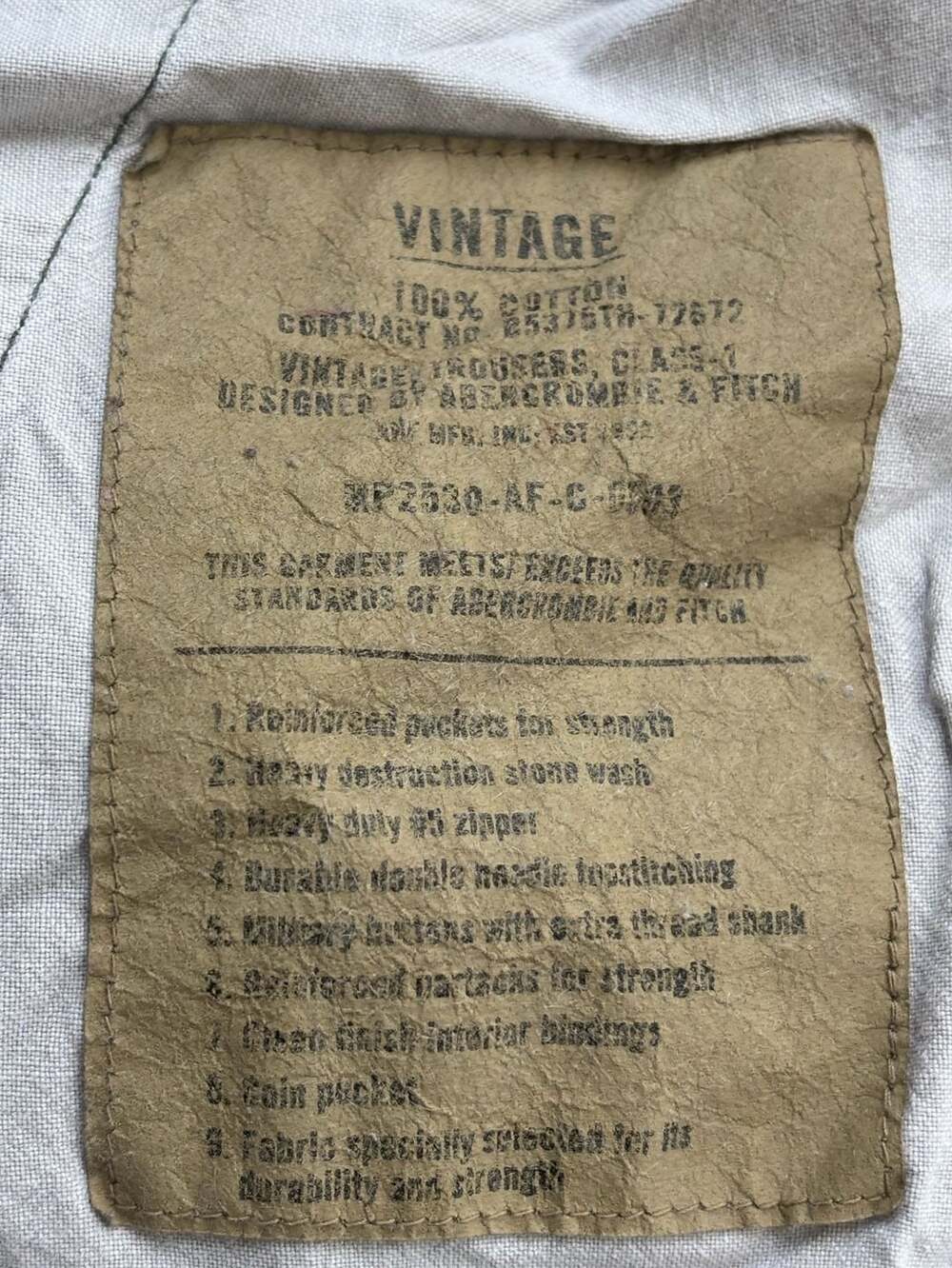 Abercrombie & Fitch Vintage Trousers Cargo Pants Olive Green Size 34L (2003 cata - Picture 4 of 5